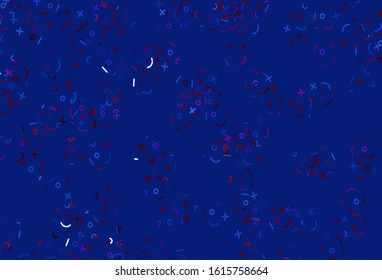 Light Blue, Red vector layout with algebra elements. Abstract illustration with colored algebra signs. Template for landing page of typography.