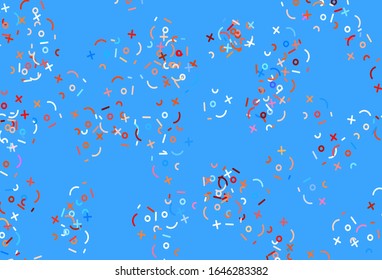 Light Blue, Red vector layout with algebra elements. Modern geometrical illustration with numerals. Pattern for school, grammar websites.
