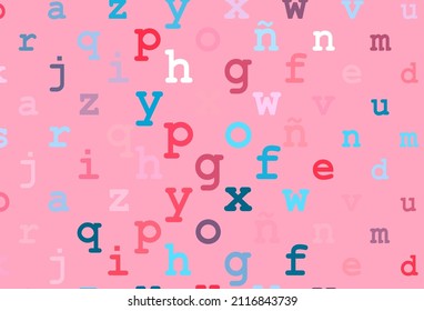 Light blue, red vector layout with latin alphabet. Shining illustration with ABC symbols on abstract template. The pattern can be used for ad, booklets, leaflets of education.