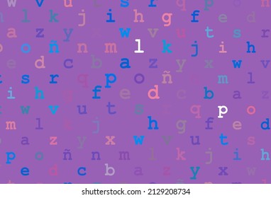 Light blue, red vector layout with latin alphabet. Abstract illustration with colored latin alphabet. Template can be used as a background for ads of typography.