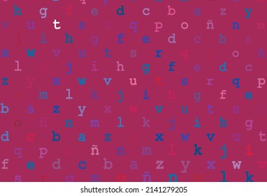 Light blue, red vector layout with latin alphabet. Modern geometrical illustration with ABC english symbols. Best design for your ad, poster, banner of college.