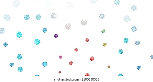 Light blue, red vector layout with beautiful snowflakes. Abstract gradient colorful snowflakes and snow elements. New year websites pattern.