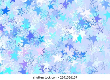 Light Blue, Red vector layout with bright stars. Stars on blurred abstract background with gradient. Pattern for astronomy websites.
