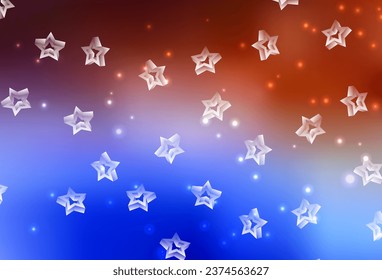 Light Blue, Red vector layout with bright stars. Shining colored illustration with stars. Best design for your ad, poster, banner.