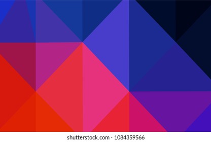 Light Blue, Red vector low poly cover. Shining polygonal illustration, which consist of triangles. The best triangular design for your business.