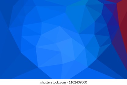 Light Blue, Red vector low poly cover with a heart in a centre. Abstract illustration with an elegant triangles. A completely new design for your leaflet.