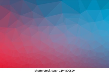 Light Blue, Red vector low poly cover. Shining illustration, which consist of triangles. Triangular pattern for your business design.