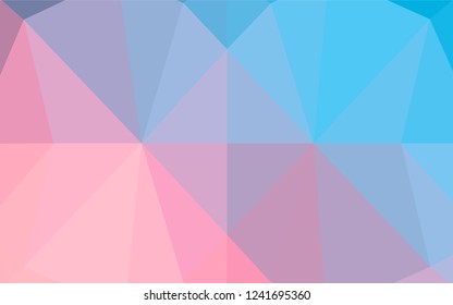 Light Blue, Red vector low poly cover. Geometric illustration in Origami style with gradient.  The template can be used as a background for cell phones.