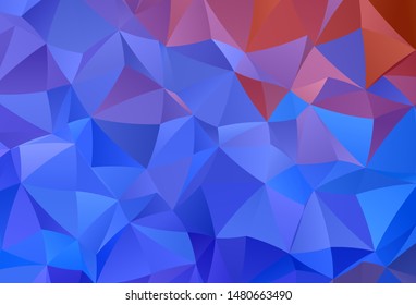 Light Blue, Red vector low poly texture. Shining polygonal illustration, which consist of triangles. Brand new style for your business design.