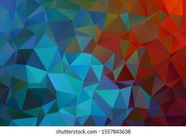 Light Blue, Red vector low poly layout. Triangular geometric sample with gradient.  Best triangular design for your business.