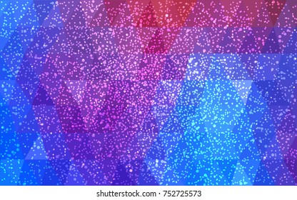 Light Blue, Red vector low poly crystal background with snowflakes. Polygon christmas design pattern . Low poly illustration of New Year celebration.