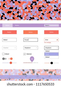Light Blue, Red vector Material Design Kit with dots. Beautiful ui ux kit with colorful dots in its header. This sample is for your landing page.
