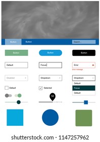 Light Blue, Red vector Material Design Kit with stars. Web ui kit with abstract gradient clouds in its header. This sample is for your website.