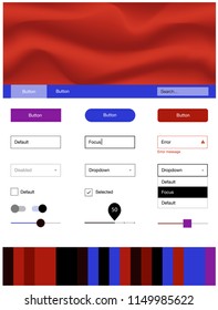 Light Blue, Red vector Material Design Kit with liquid shapes. Elegant bright illustration with gradient  in memphis style. Modern template for your landing page.