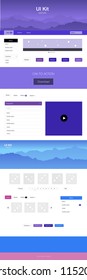 Light Blue, Red vector Material Design Kit with hills. Web ui kit with abstract gradient hills in its header. Beautiful layout for websites, landing pages.
