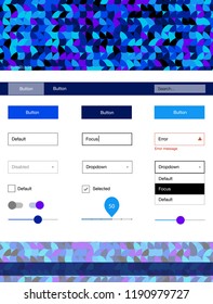 Light Blue, Red vector Material Design Kit with dots. Web ui kit with abstract gradient circles in its header. This template you can use for websites.