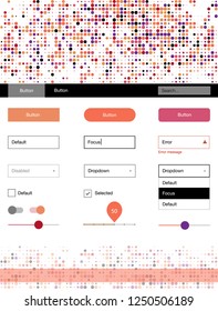 Light Blue, Red vector Material Design Kit with dots. Modern Style guide with colorful gradient circles in its header. Beautiful layout for websites, landing pages.