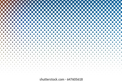 Light Blue, Red vector modern geometrical circle abstract background. Dotted texture template. Geometric pattern in halftone style with gradient. 