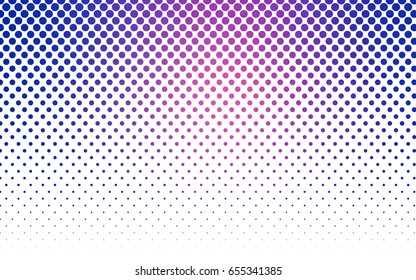 Light Blue, Red vector modern geometrical circle abstract background. Dotted texture template. Geometric pattern in halftone style with gradient. 