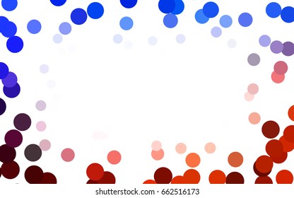 Light Blue, Red vector modern geometrical circle abstract background. Dotted texture template. Geometric pattern in halftone style with gradient. 