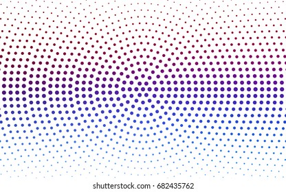 Light Blue, Red vector modern geometrical circle abstract background. Dotted texture template. Geometric pattern in halftone style with gradient. 