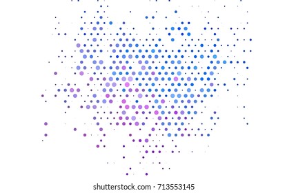 Light Blue, Red vector modern geometrical circle abstract background. Dotted texture template. Geometric pattern in halftone style with gradient. 