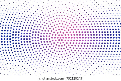 Light Blue, Red vector modern geometrical circle abstract background. Dotted texture template. Geometric pattern in halftone style with gradient. 