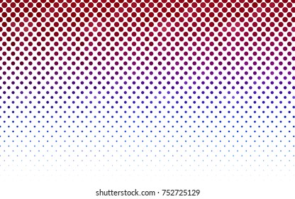 Light Blue, Red vector modern geometrical circle abstract background. Dotted texture template. Geometric pattern in halftone style with gradient. 