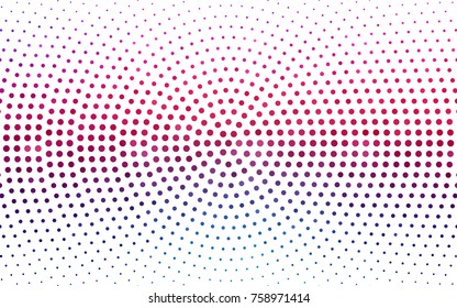 Light Blue, Red vector modern geometrical circle abstract background. Dotted texture template. Geometric pattern in halftone style with gradient. 