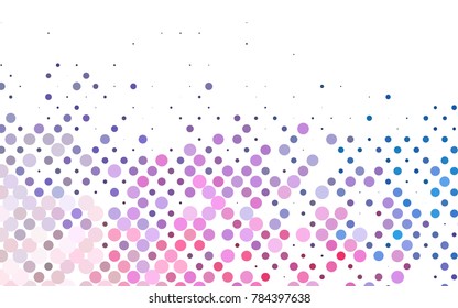 Light Blue, Red vector modern geometrical circle abstract background. Dotted texture template. Geometric pattern in halftone style with gradient. 