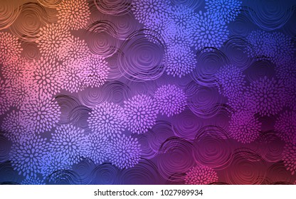 Light Blue, Red vector natural abstract background. Flowers on blurred abstract background with gradient. The elegant pattern can be used as a part of a brand book.