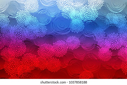 Light Blue, Red vector natural elegant pattern. Doodle illustration of flowers in Origami style with gradient. The pattern can be used for wallpapers and coloring books.