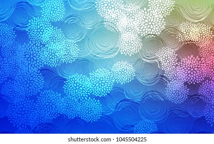 Light Blue, Red vector natural abstract template. Doodle illustration of flowers in Origami style with gradient. The completely new template can be used for your brand book.