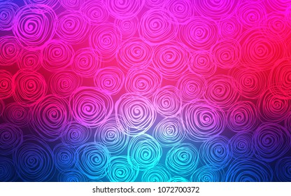 Light Blue, Red vector natural abstract template. Sketchy doodles with roses on blurred background. The best blurred design for your business.