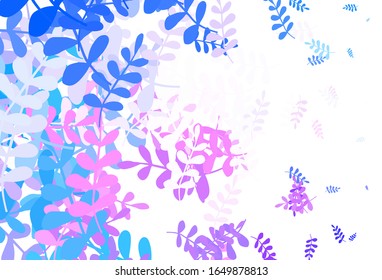 Light Blue, Red vector natural background with leaves. Shining colored illustration with leaves in doodle style. Pattern for heads of websites, designs.