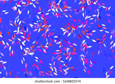 Light Blue, Red vector natural background with leaves. Sketchy doodles with leaves on blurred background. A new texture for your wallpaper design.