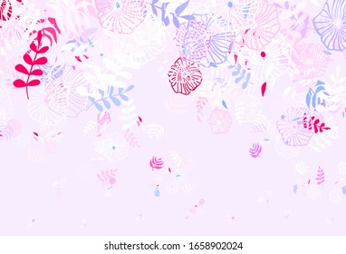 Azul claro, Red vectorial arte natural con hojas. Ilustración de hojas en estilo Origami con degradado. Patrón para papeles pintados, libros coloreados.