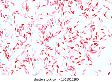 Hellblau, Rote Vektorillustration Naturmuster mit Blättern. Farbige Illustration im Doodle-Stil mit Blättern. Neues Design für Ihr Unternehmen.
