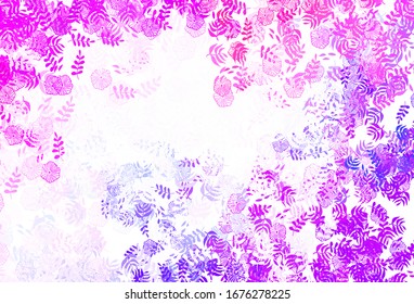 Light Blue, Red vector natural artwork with leaves, flowers. Colorful illustration in doodle style with leaves, flowers. Hand painted design for web, leaflets.