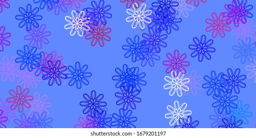 Light Blue, Red vector natural layout with flowers. Colorful flowers in natural style on simple background. Pattern for website designs.