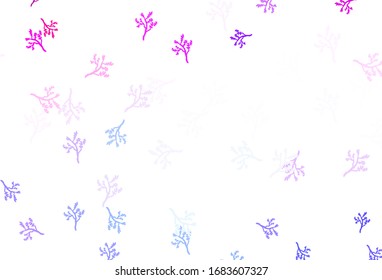 Light Blue, Red vector natural pattern with branches. Colorful illustration in doodle style with leaves, branches. Brand new style for your business design.