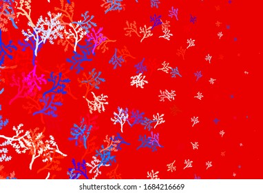 Light Blue, Red vector natural background with branches. An elegant bright illustration with leaves and branches. The best design for your business.