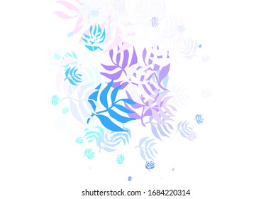 Light Blue, Red vector natural backdrop with leaves. Colorful abstract illustration with leaves in doodle style. Template for backgrounds of cell phones.