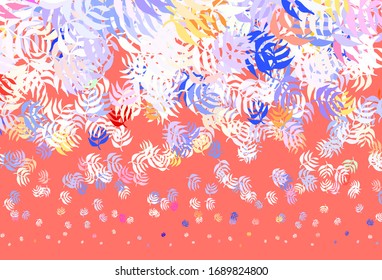 Light Blue, Red vector natural artwork with leaves. An elegant bright illustration with leaves in Natural style. Doodle design for your web site.
