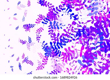 Light Blue, Red vector natural background with leaves. A vague abstract illustration with leaves in doodles style. New design for your business.