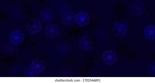 Azul claro, Red vectorial arte natural con flores. Ilustración simple de color con flores abstractas. Diseño elegante para envolturas, tapices.