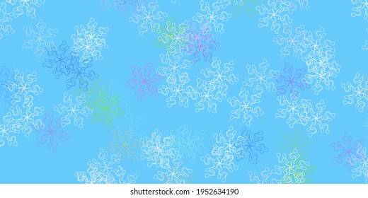 Light blue, red vector natural artwork with flowers. Simple colored illustration with abstarct flowers. Brand new business design.