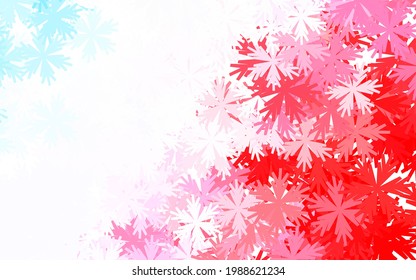 Light Blue, Red vector natural backdrop with flowers. Flowers in natural style on white background. Brand new design for your business.