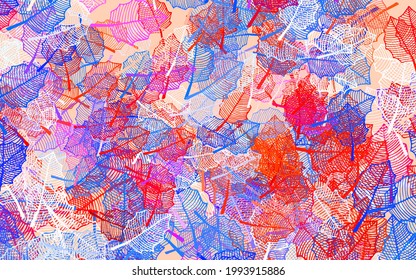 Light Blue, Red vector natural backdrop with leaves. Brand new colored illustration with leaves and flowers. Doodle design for your web site.