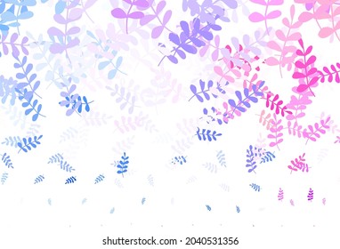 Hellblaues, rotes, vektor natürliches Muster mit Blättern. Dekorative Illustration mit Doodles auf abstrakter Vorlage. Neues Design für Ihr Unternehmen.